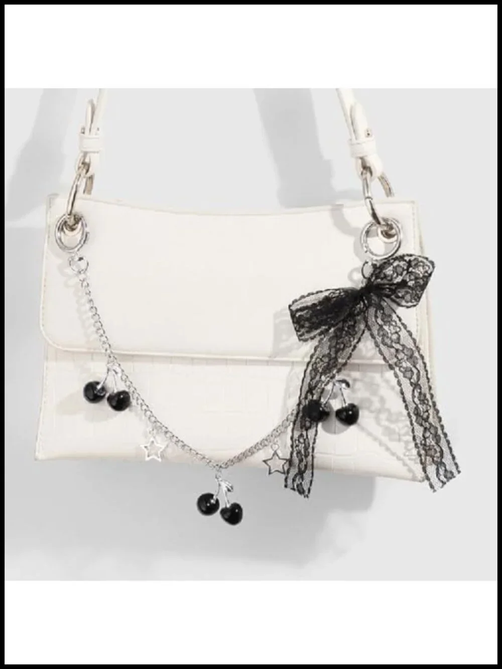 Cherry Bow Bag Charms Wallet Chain Keychain Purse Accessories Women Metal